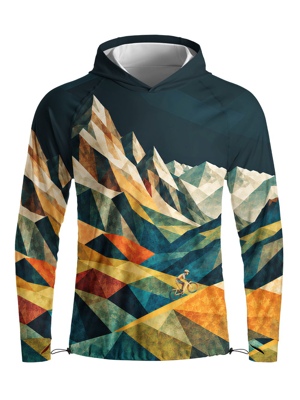 Orionride Faceted Horizon Long Sleeve Cycling Hoodie Shirt
