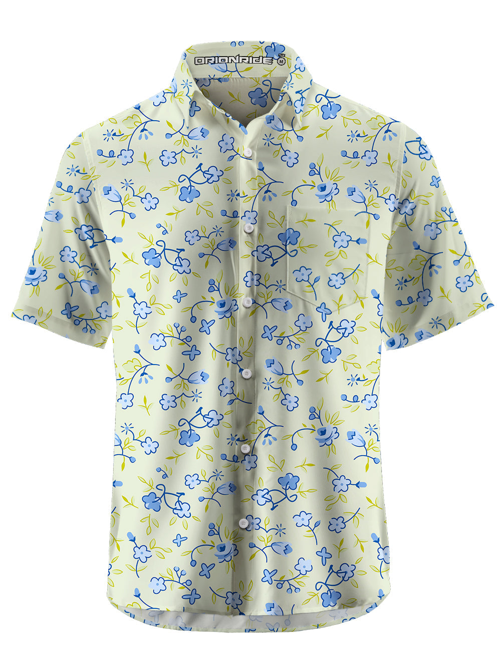 Orionride Blue Flower Bicycle Ultra Lightweight Short Sleeves Hawaiian shirt