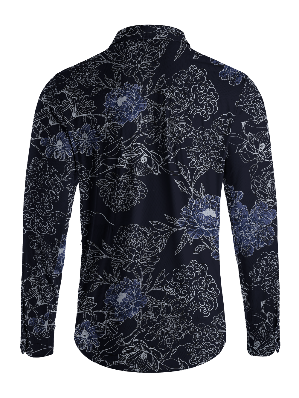 Orionride Auspicious Clouds And Flowers Men's Stretchy Breathable Long Sleeve Gravel Shirt