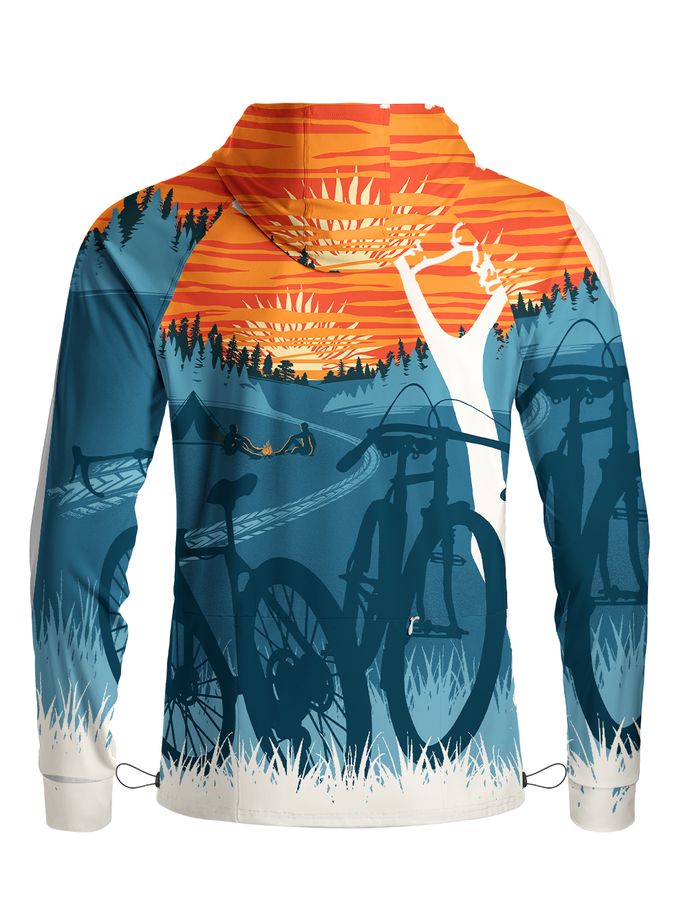 Orionride Sunset Camping Long Sleeve Cycling Hoodie Shirt