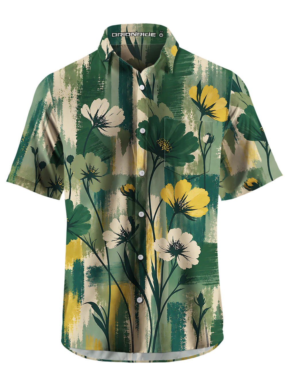 Orionride Brushstroke Garden Zipper Pockets Ultra Lightweight Short Sleeves Gravel Shirt