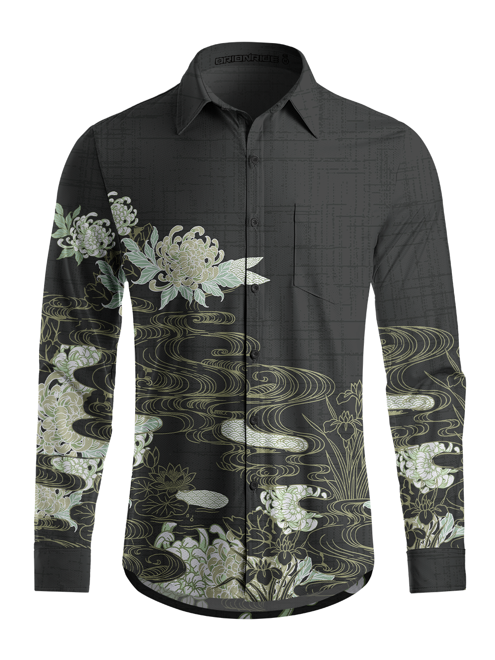 Orionride Golden Chrysanthemum Men's Stretchy Breathable Long Sleeve Gravel Shirt
