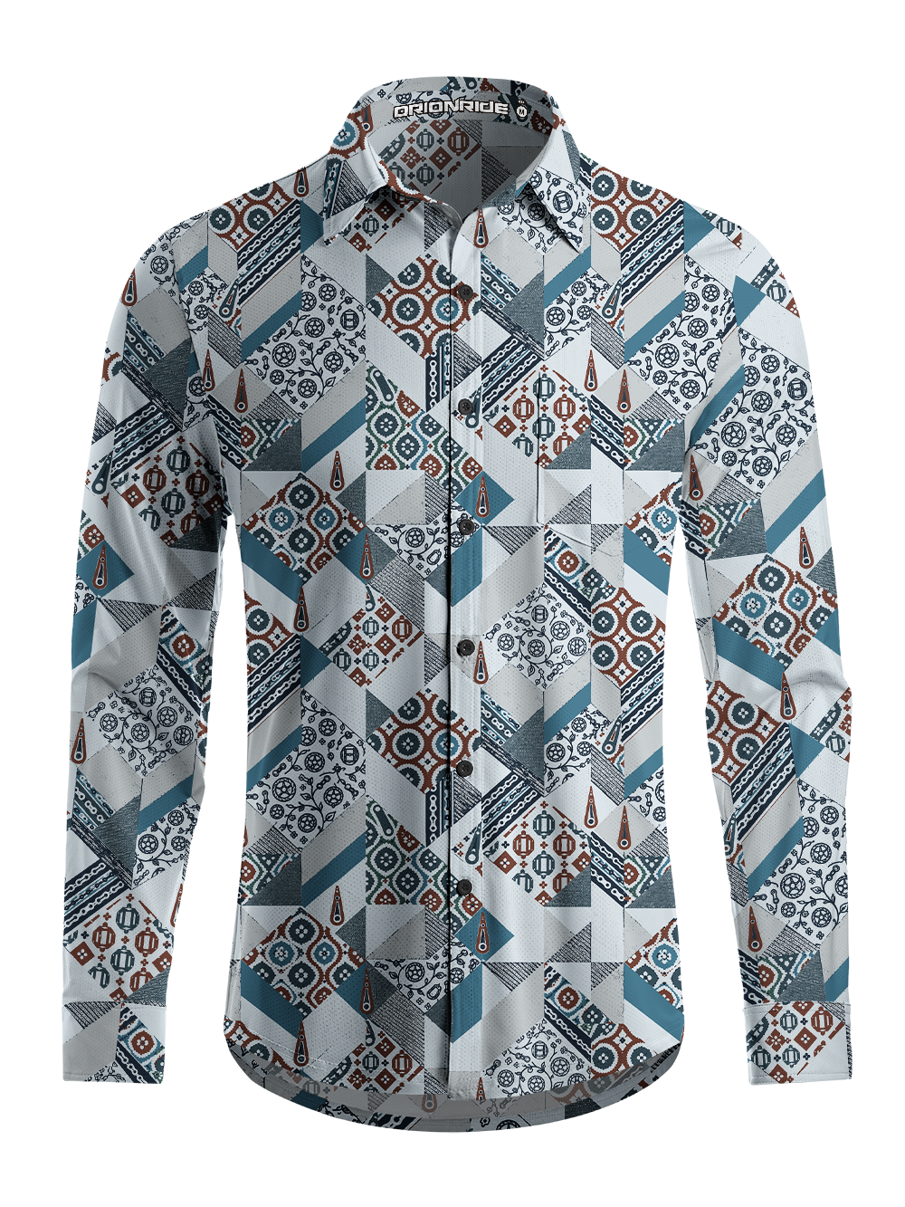 Orionride Geometric Heritage Men's Stretchy Breathable Long Sleeve Gravel Shirt
