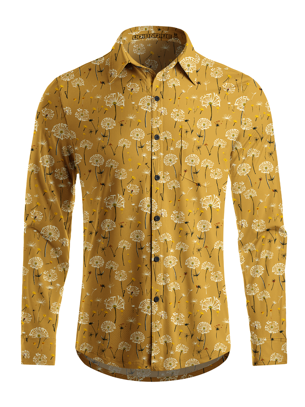 Orionride Warm Dandelion Field Men's Stretchy Breathable Long Sleeve Gravel Shirt