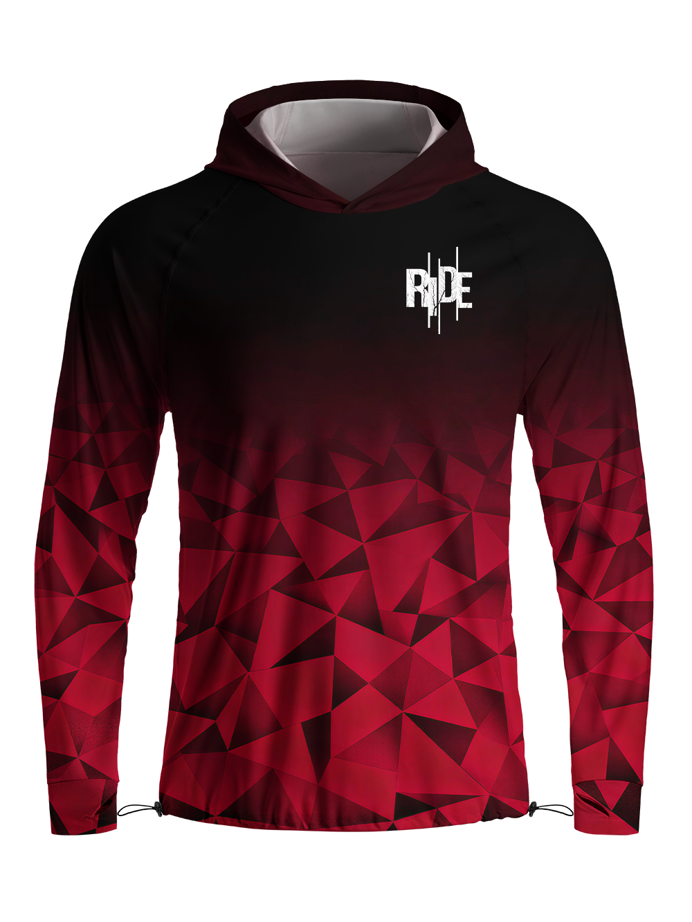 Orionride Red Gemstone Long Sleeve Cycling Hoodie Shirt