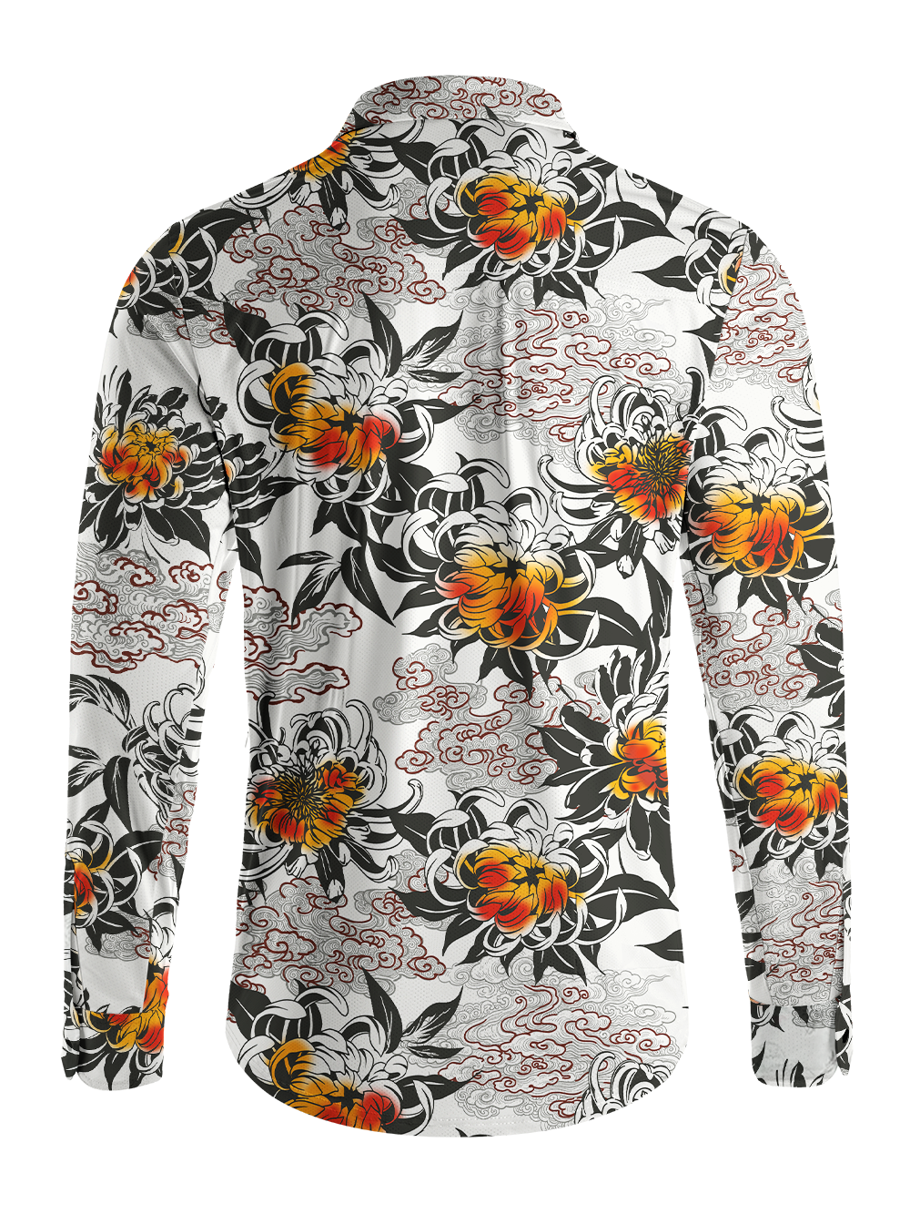Orionride Chrysanthemums In Full Bloom Men's Stretchy Breathable Long Sleeve Gravel Shirt