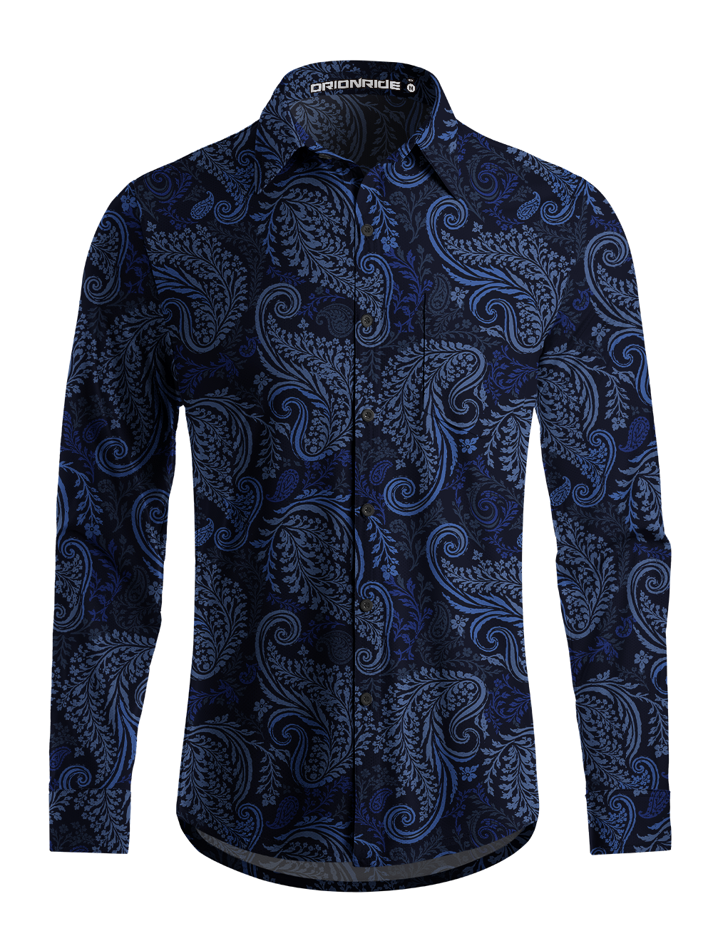 Orionride Blue Paisley Men's Stretchy Breathable Long Sleeve Gravel Shirt