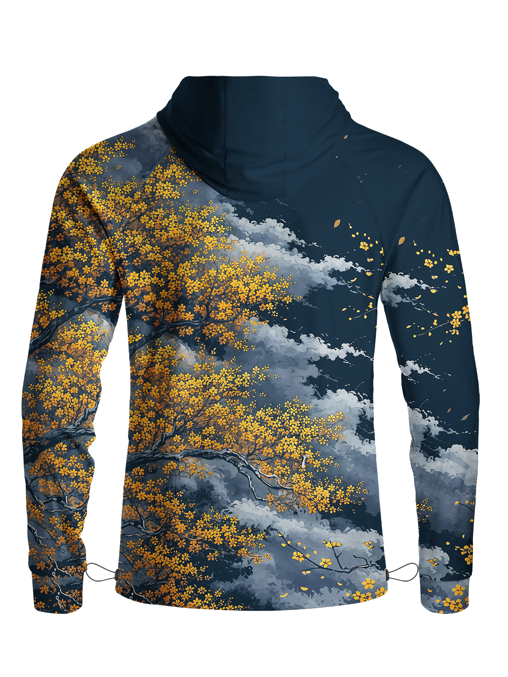 Orionride Night Gold Flower Long Sleeve Cycling Hoodie Shirt