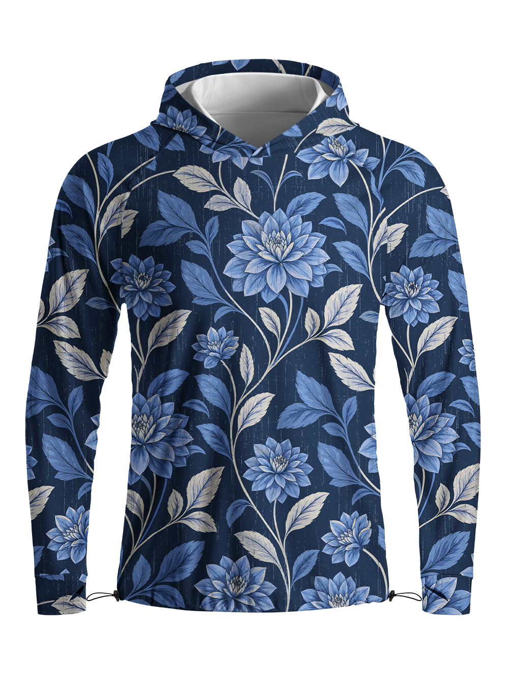 Orionride Indigo Bloom Long Sleeve Cycling Hoodie Shirt