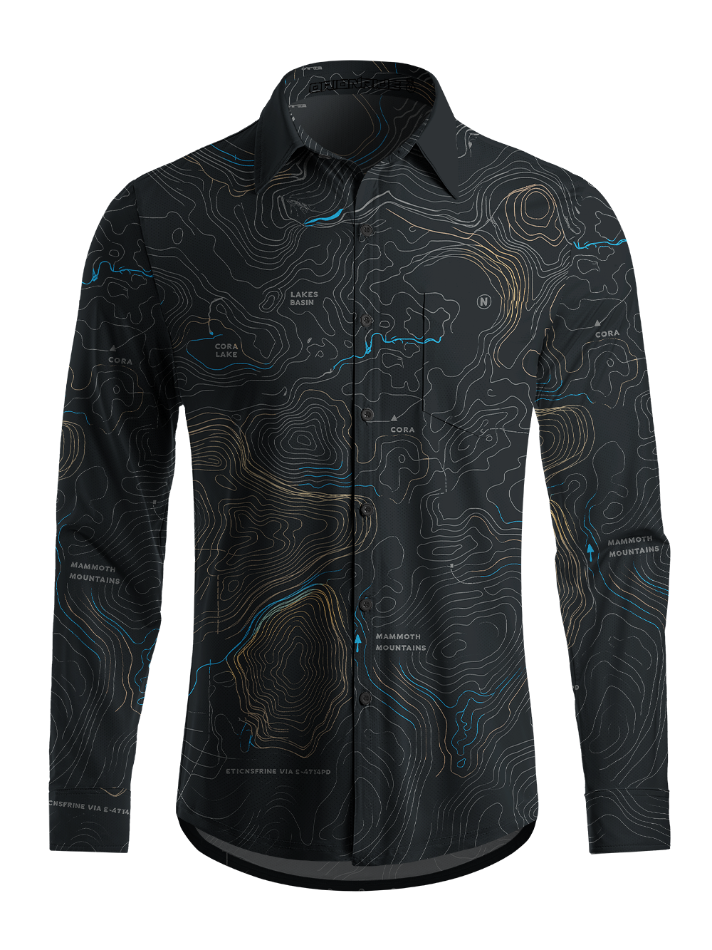 Orionride Panoramic Map Men's Stretchy Breathable Long Sleeve Gravel Shirt