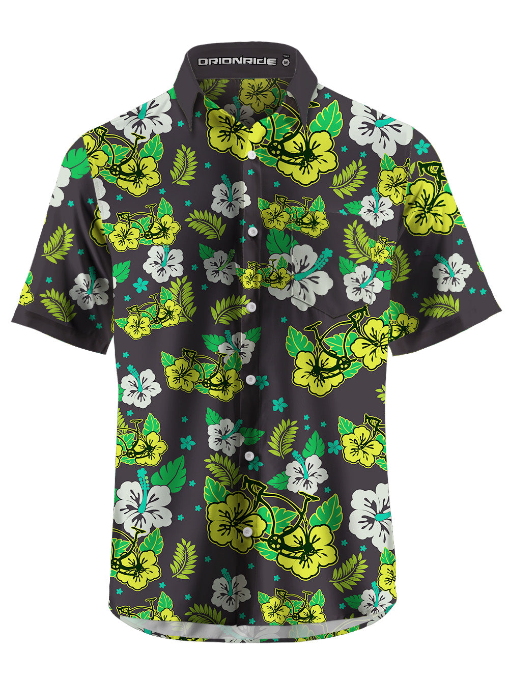 Orionride Hibiscus Bicycle Zipper Pockets Ultra Lightweight Short Sleeves Gravel Shirt