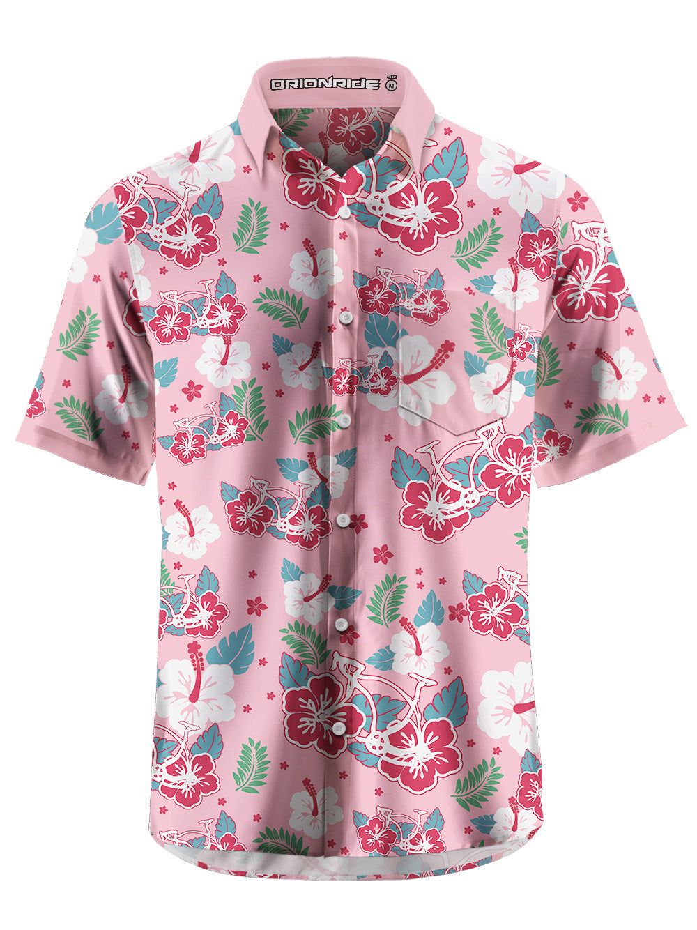 Orionride Hibiscus Bicycle Zipper Pockets Ultra Lightweight Short Sleeves Gravel Shirt