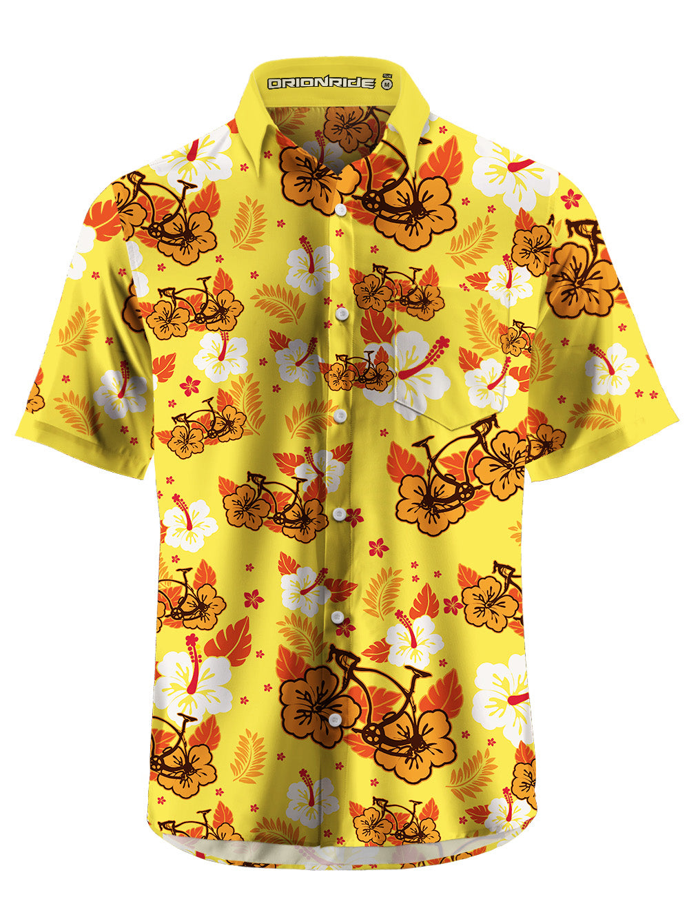Orionride Hibiscus Bicycle Zipper Pockets Ultra Lightweight Short Sleeves Gravel Shirt