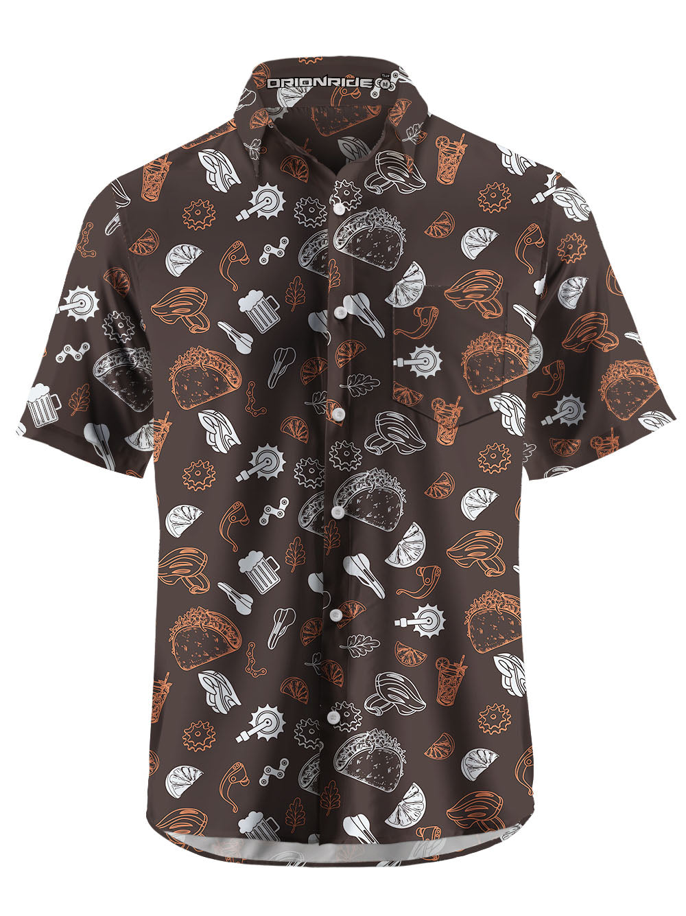 Orionride Food Party Zipper Pockets Ultra Lightweight Short Sleeves Gravel Shirt