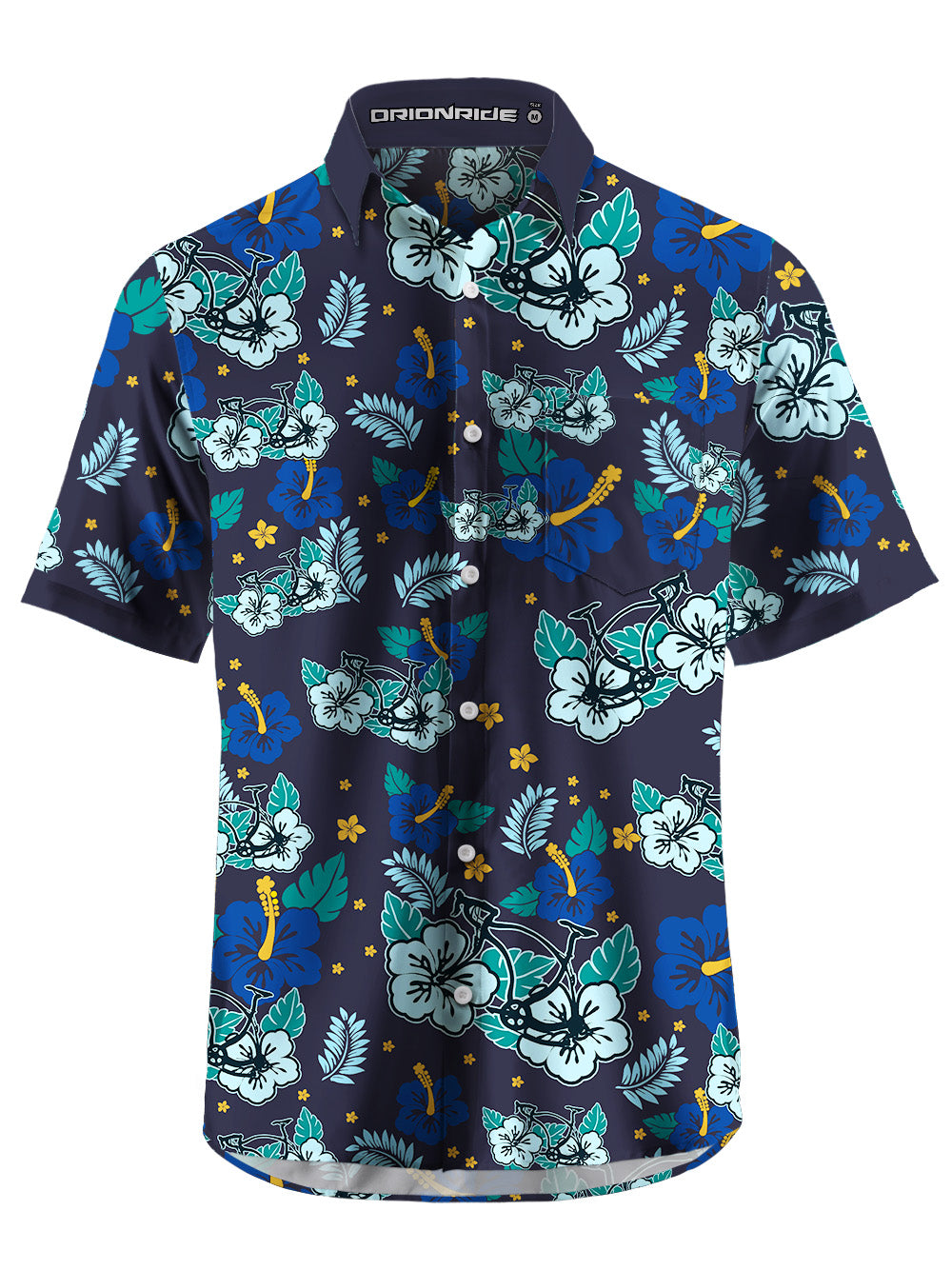 Orionride Hibiscus Bicycle Zipper Pockets Ultra Lightweight Short Sleeves Gravel Shirt