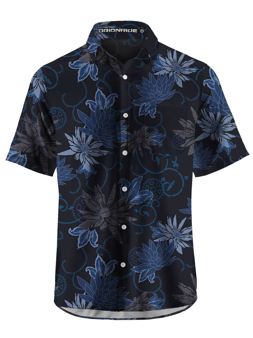 Orionride Dark Flowers Zipper Pockets Ultra Lightweight Short Sleeves Gravel Shirt