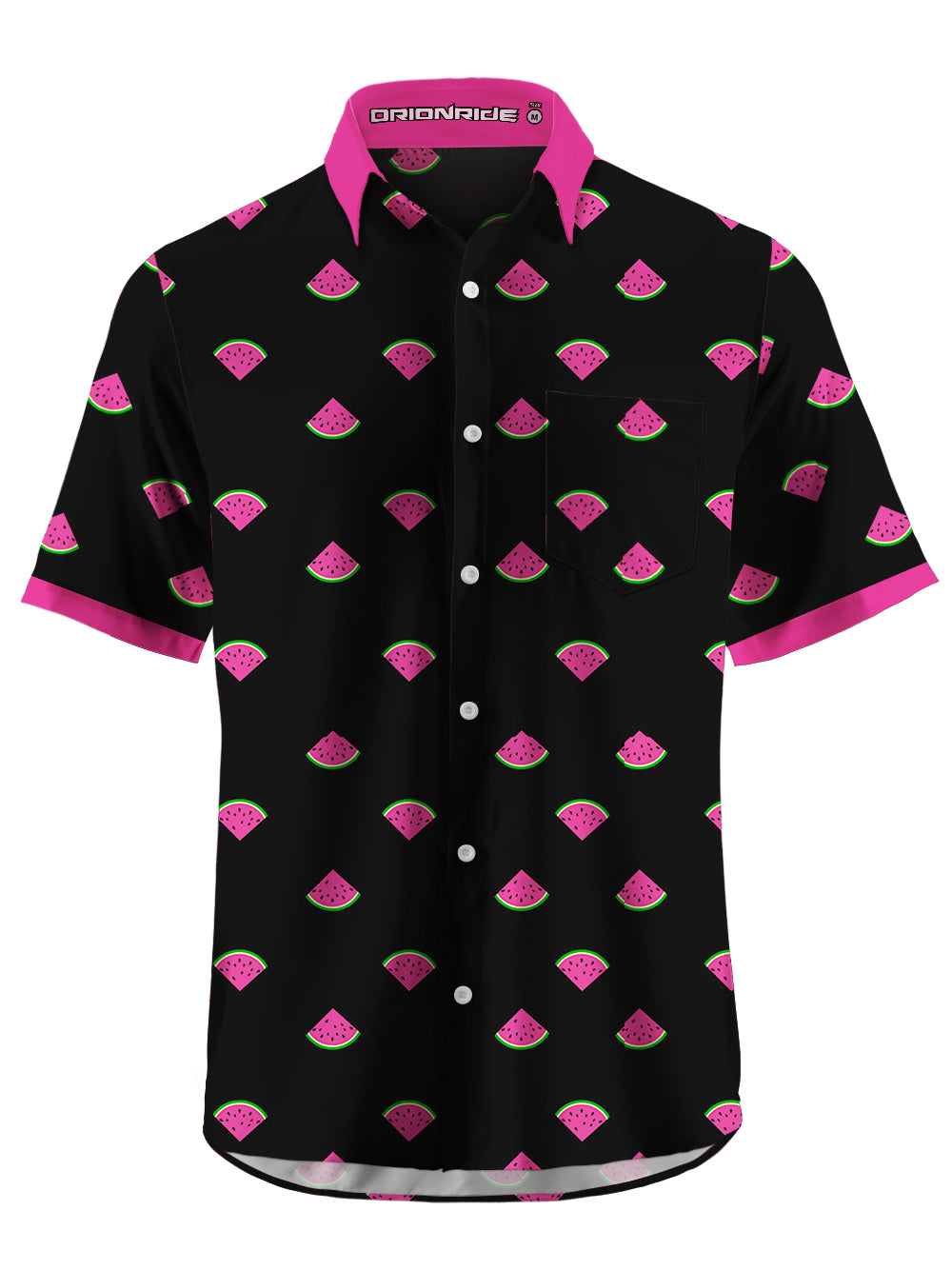 Orionride Juicy Watermelon Zipper Pockets Ultra Lightweight Short Sleeves Gravel Shirt