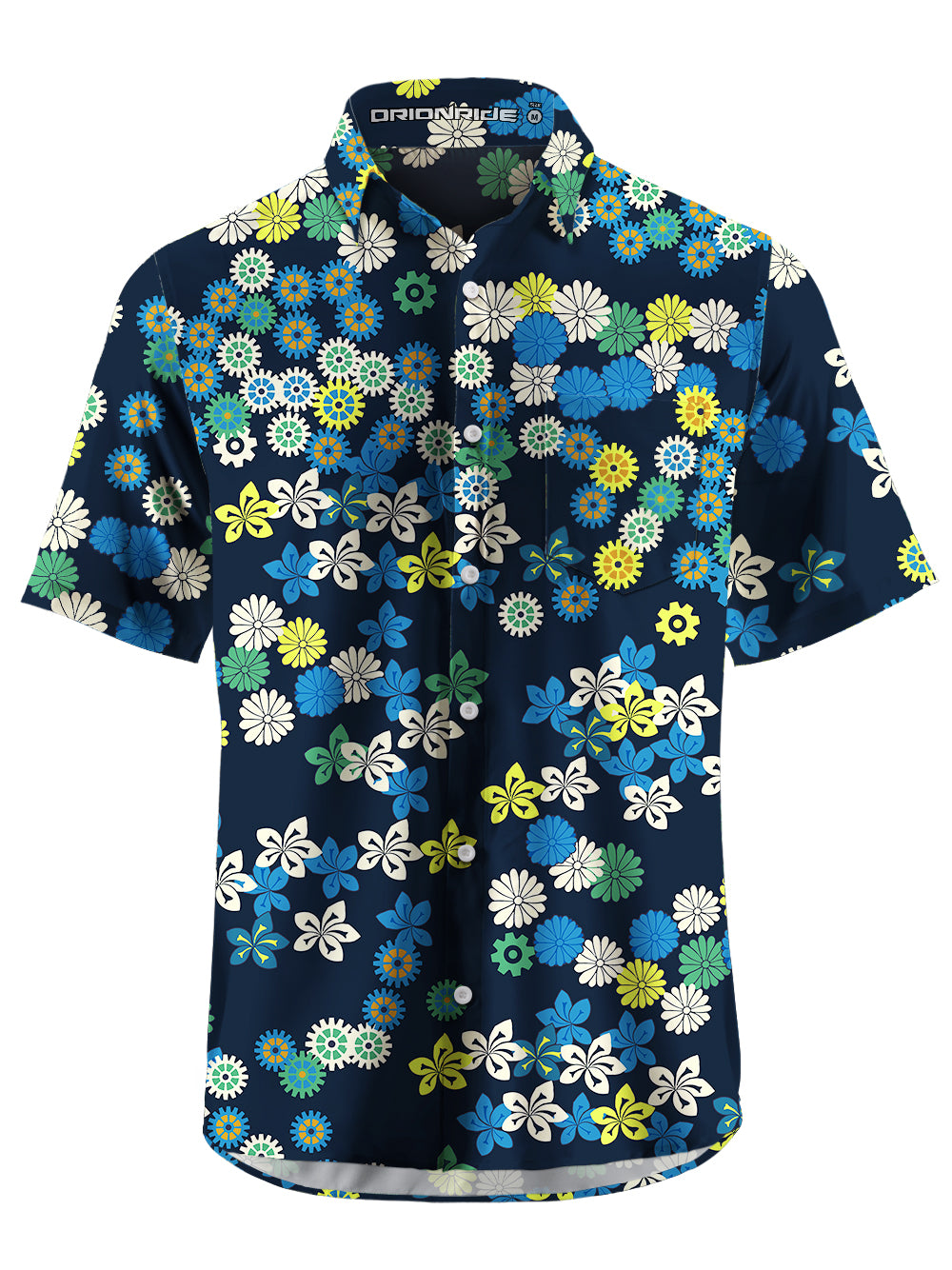 Orionride Charming Daisy Zipper Pockets Ultra Lightweight Short Sleeves Gravel Shirt