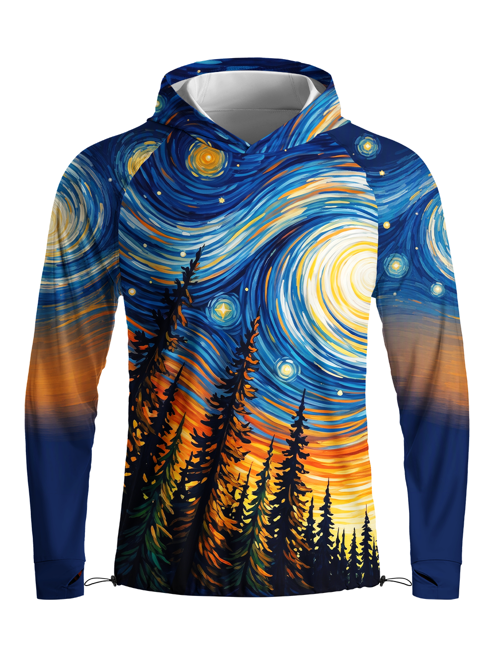 Orionride Swirling Celestial Pulse Long Sleeve Cycling Hoodie Shirt