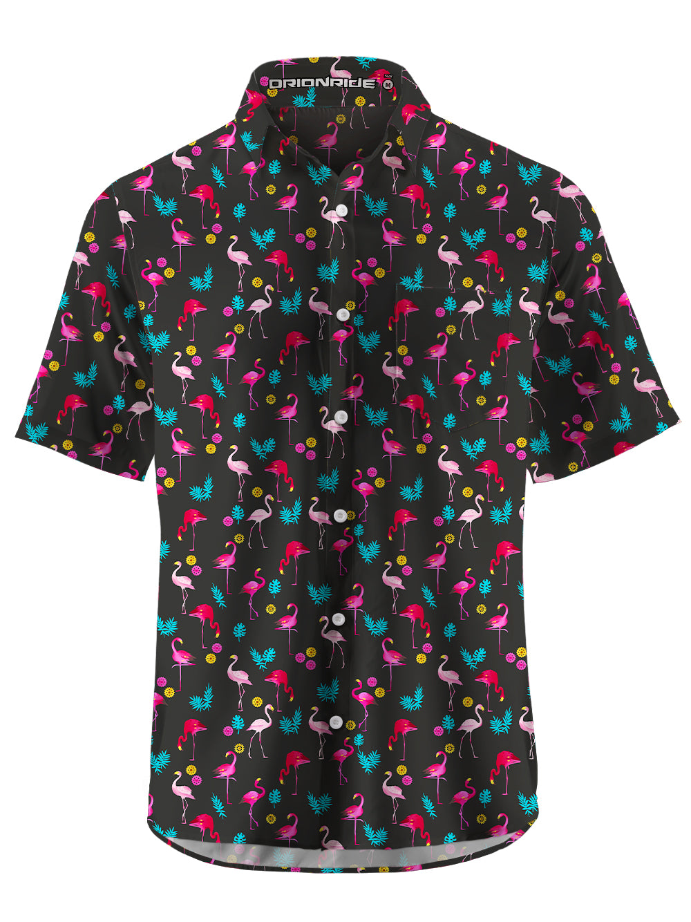 Orionride Dancing Flamingo Zipper Pockets Ultra Lightweight Short Sleeves Gravel Shirt