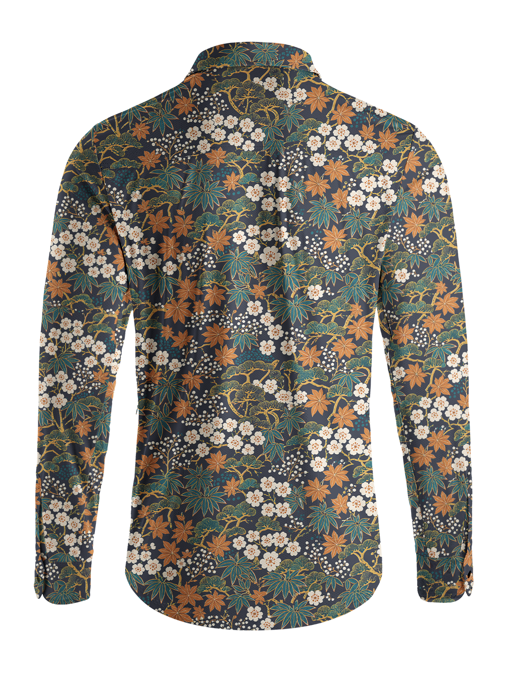 Orionride Japanese Flowerbeds Men's Stretchy Breathable Long Sleeve Gravel Shirt