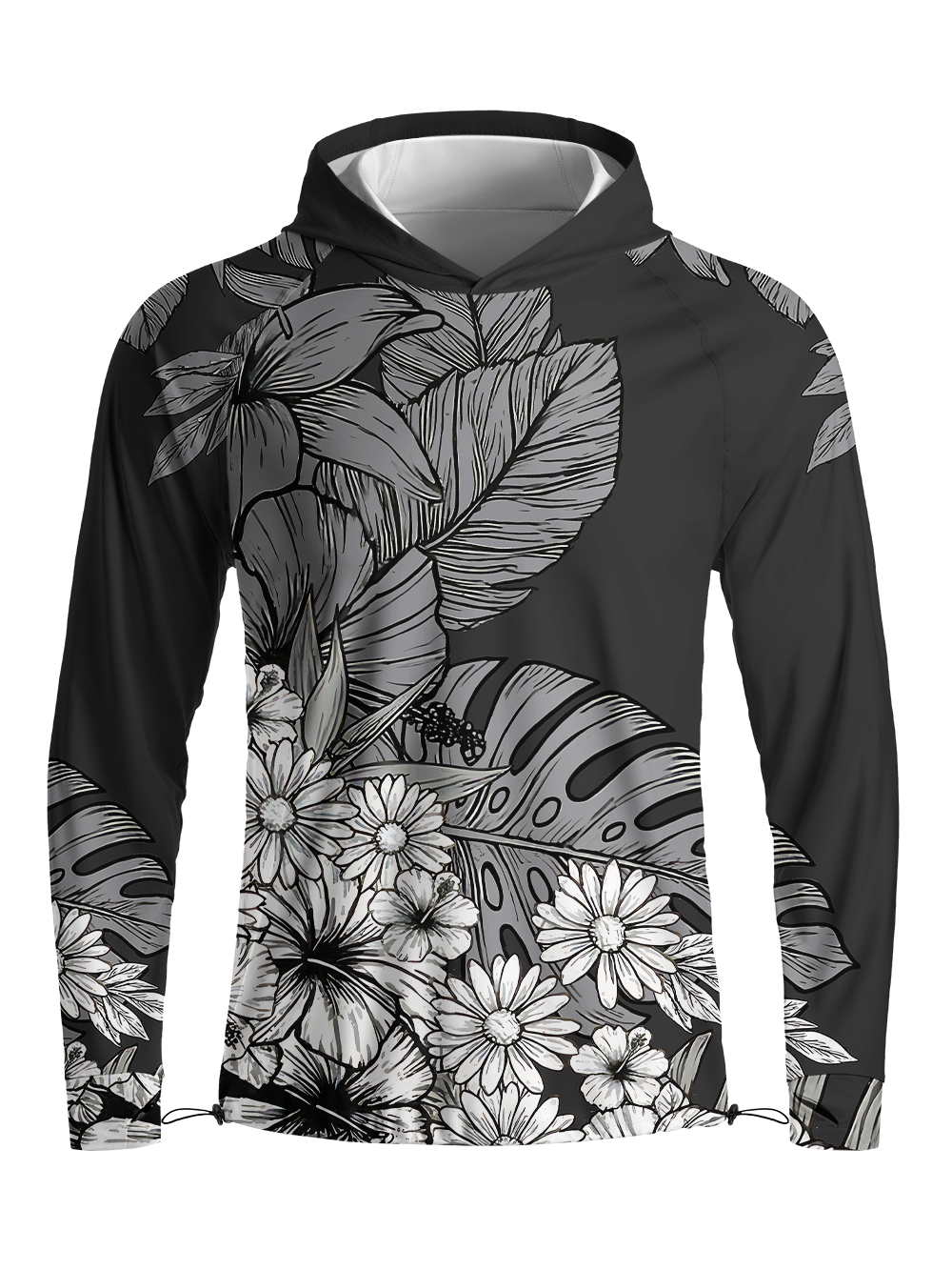 Orionride Shadow Flowers Long Sleeve Cycling Hoodie Shirt