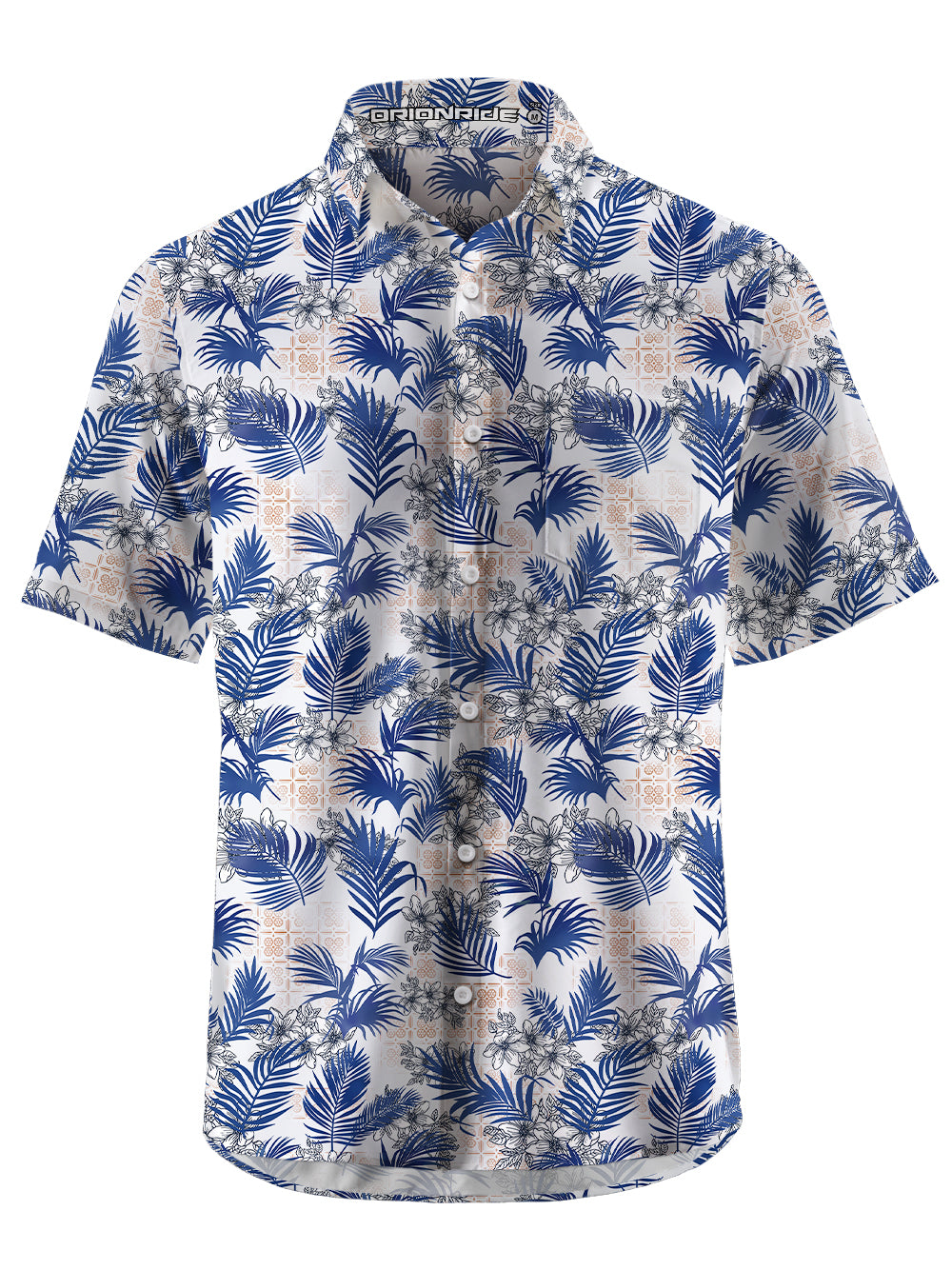 Orionride Blue Leaves Zipper Pockets Ultra Lightweight Short Sleeves Gravel Shirt