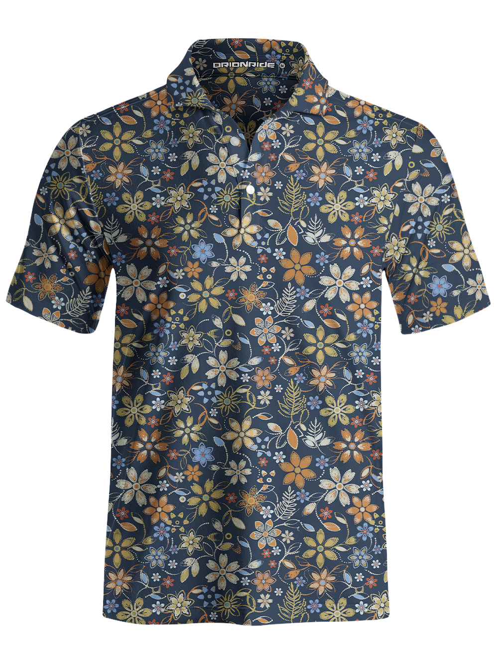 Orionride Embroidered Flower Men's Polo Shirt