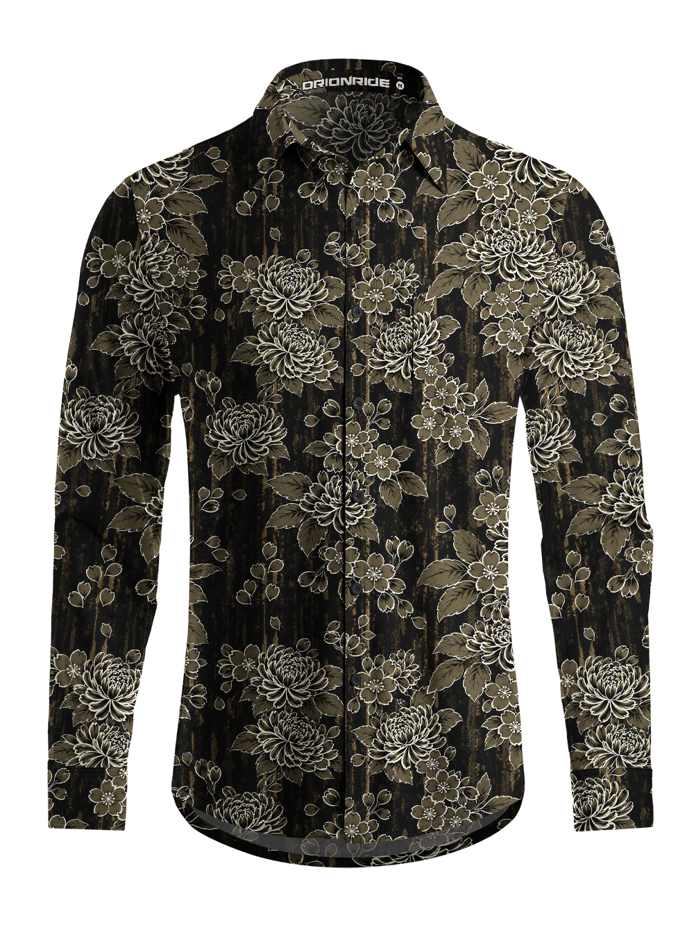 Orionride Etched Flora Men's Stretchy Breathable Long Sleeve Gravel Shirt