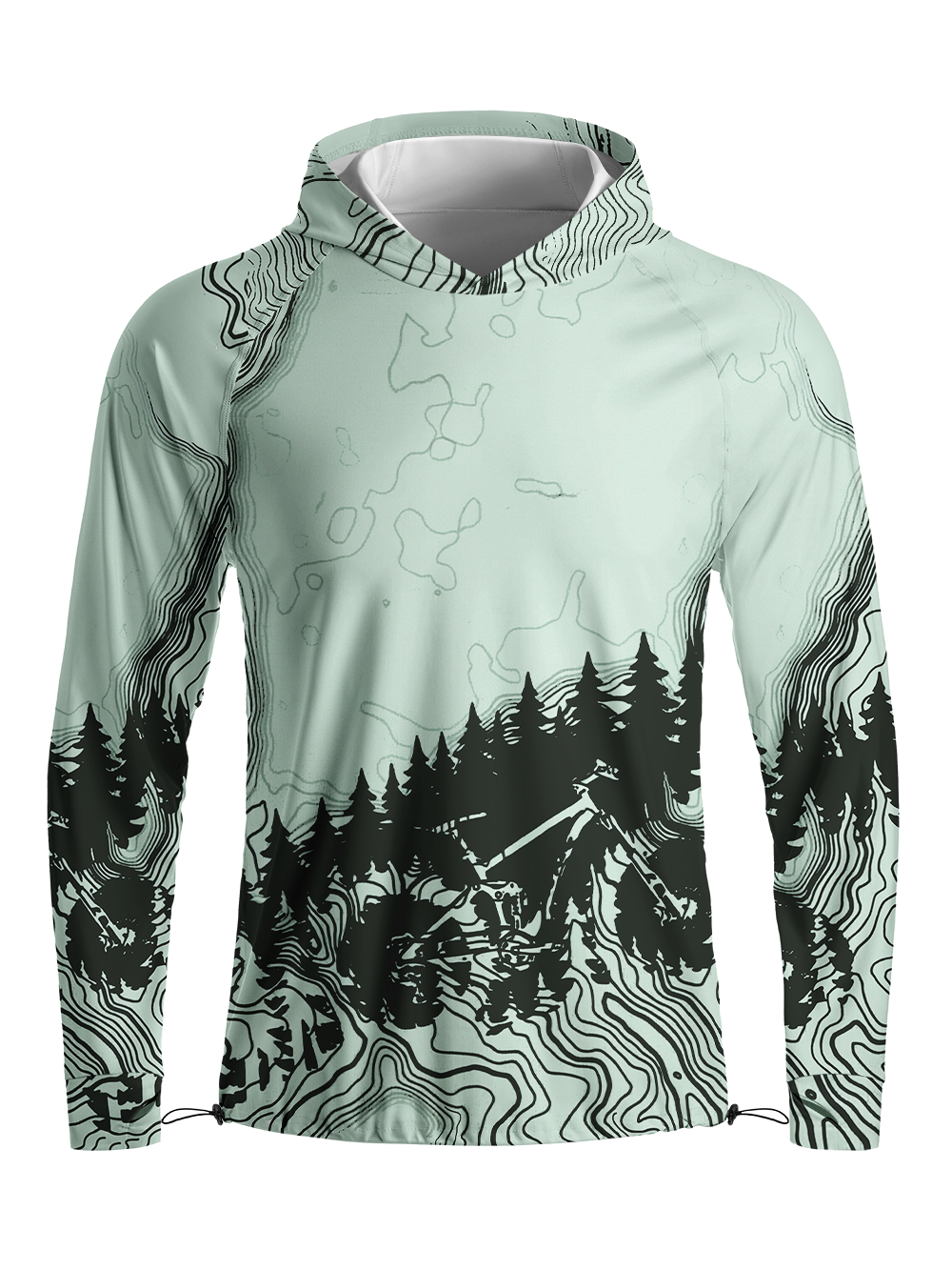 Orionride Sunrise Contour Lines Long Sleeve Cycling Hoodie Shirt