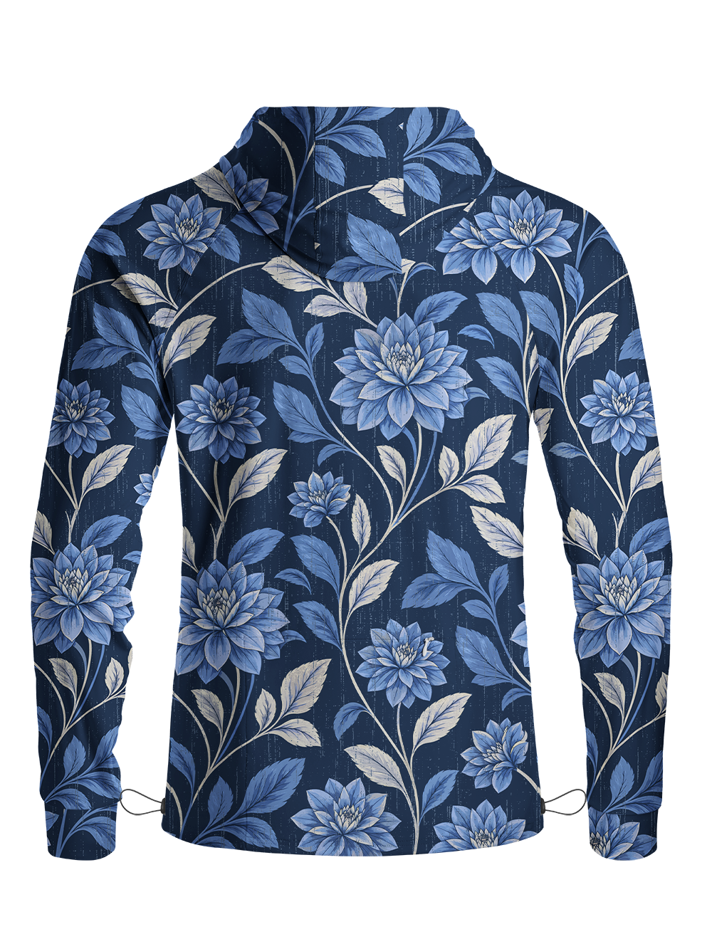 Orionride Indigo Bloom Long Sleeve Cycling Hoodie Shirt