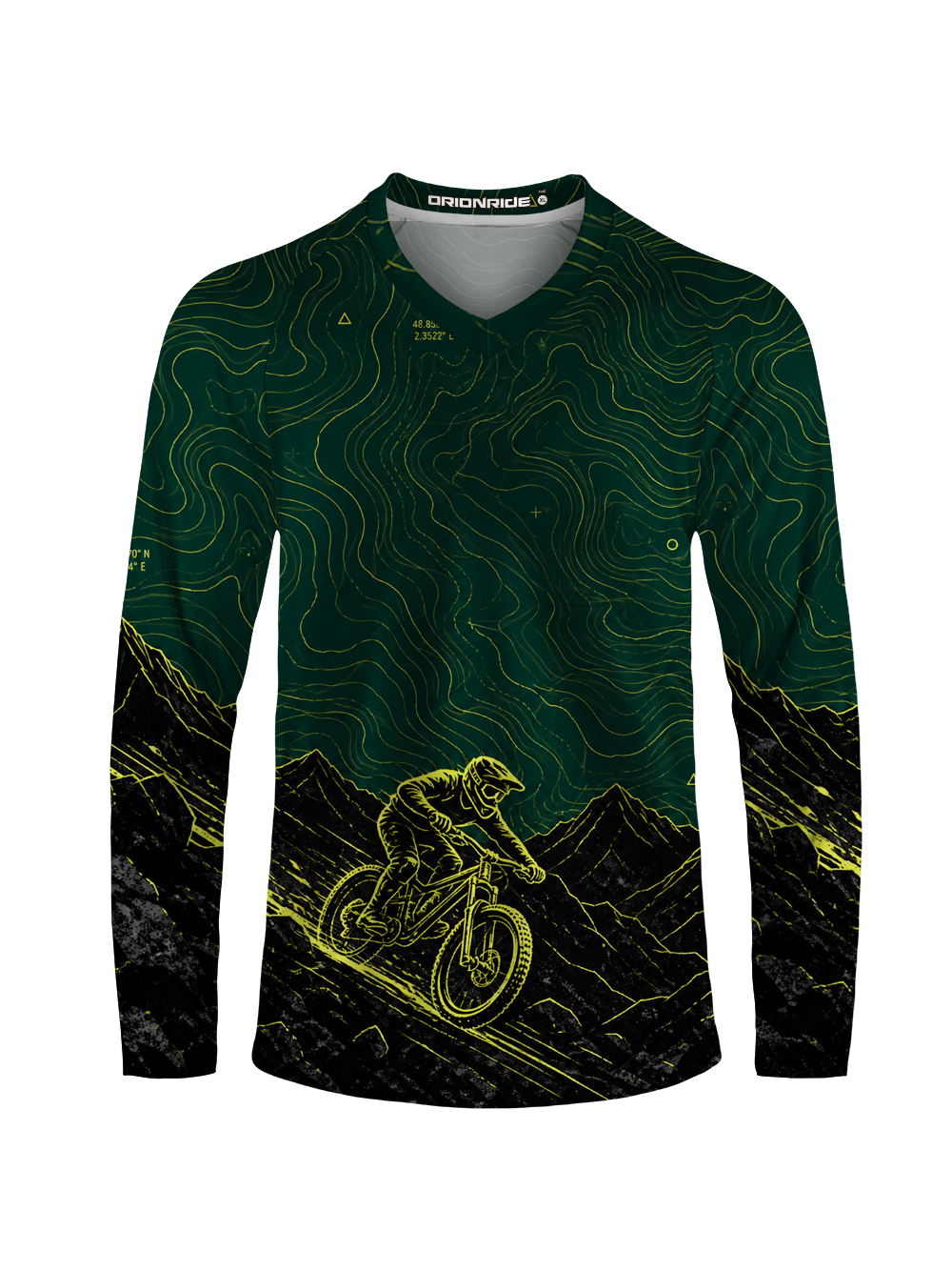 Orionride Topographic Noir Long Sleeve Downhill Jersey