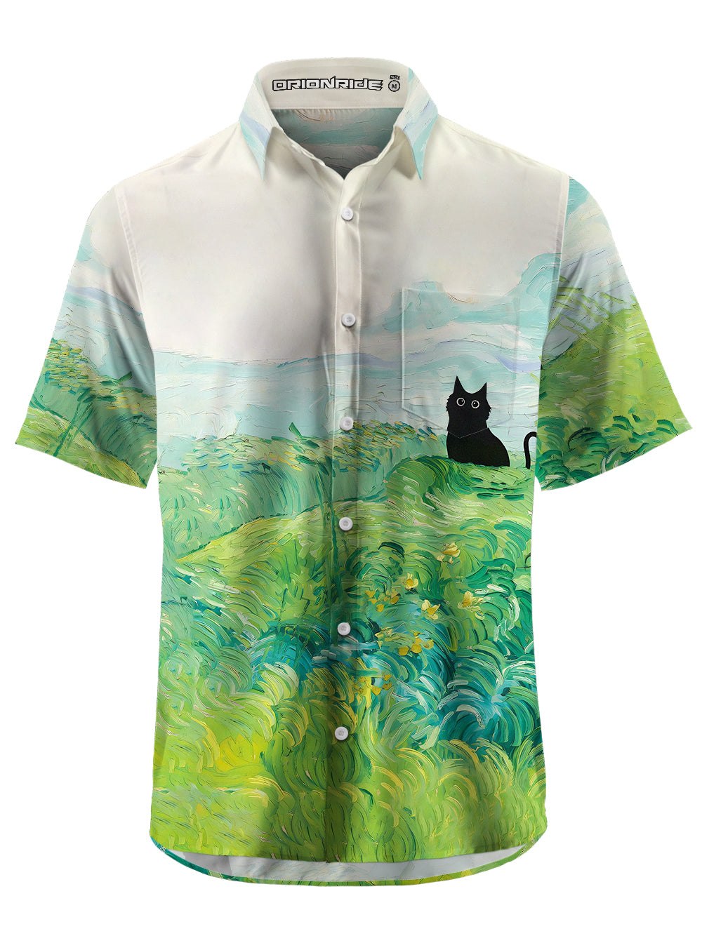 Orionride Short Sleeves Oil Painting Black Cat Ultra Lightweight Hawaiian shirt