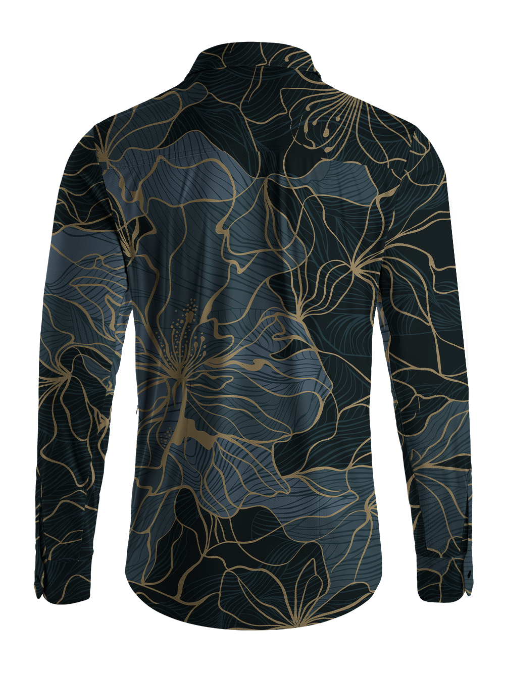 Orionride Golden Floral Men's Stretchy Breathable Long Sleeve Gravel Shirt