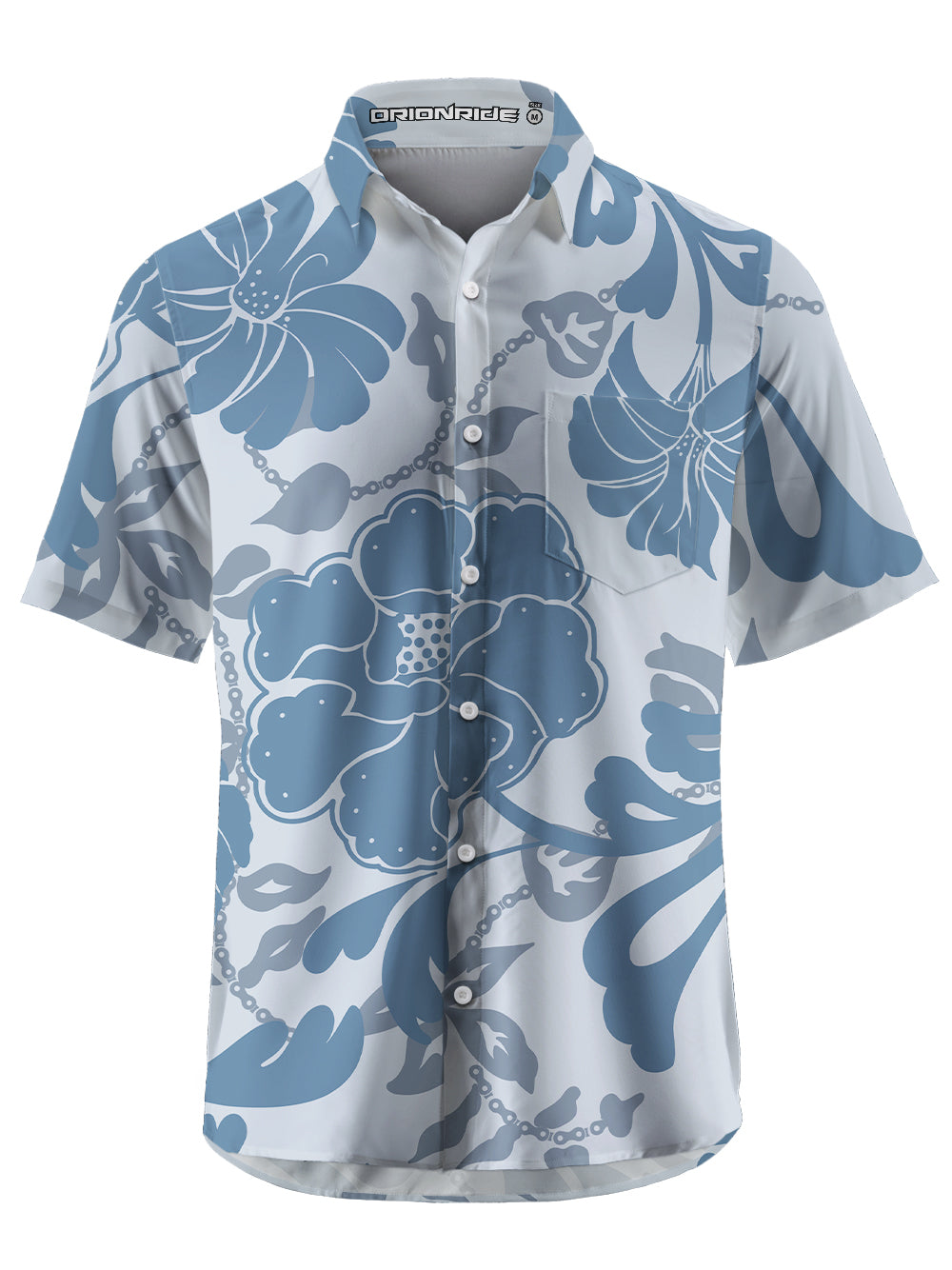 Orionride Blue Floral Zipper Pockets Ultra Lightweight Short Sleeves Gravel Shirt