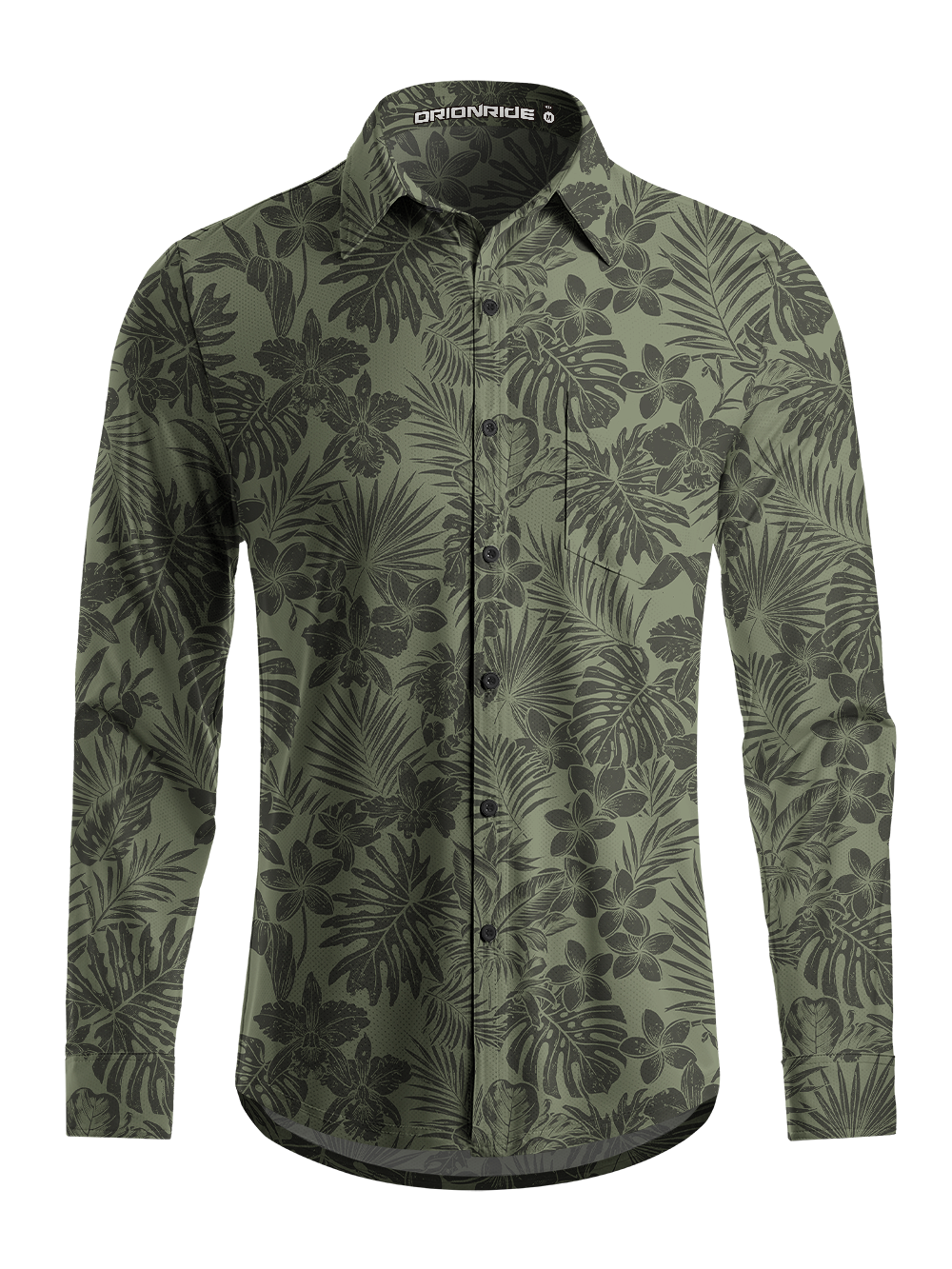 Orionride Frangipani Bushes Men's Stretchy Breathable Long Sleeve Gravel Shirt
