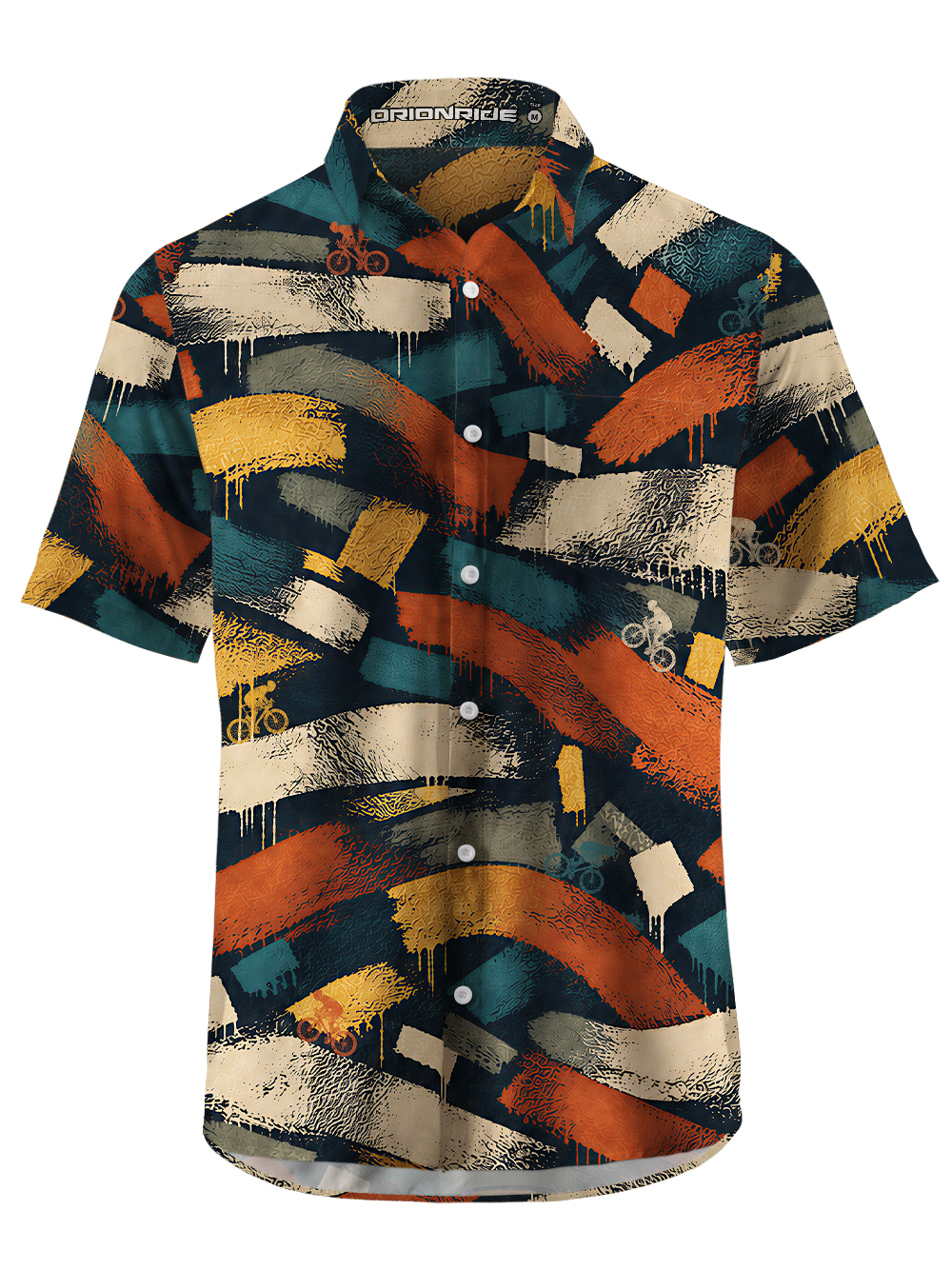 Orionride Brushstroke Velocity Zipper Pockets Ultra Lightweight Short Sleeves Gravel Shirt