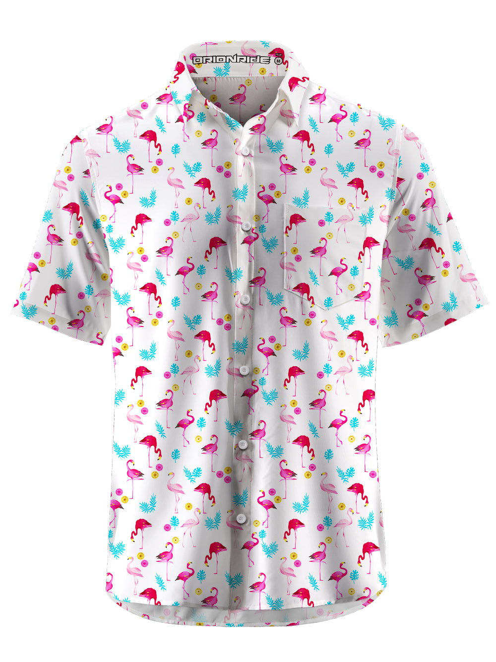 Orionride Dancing Flamingo Zipper Pockets Ultra Lightweight Short Sleeves Gravel Shirt