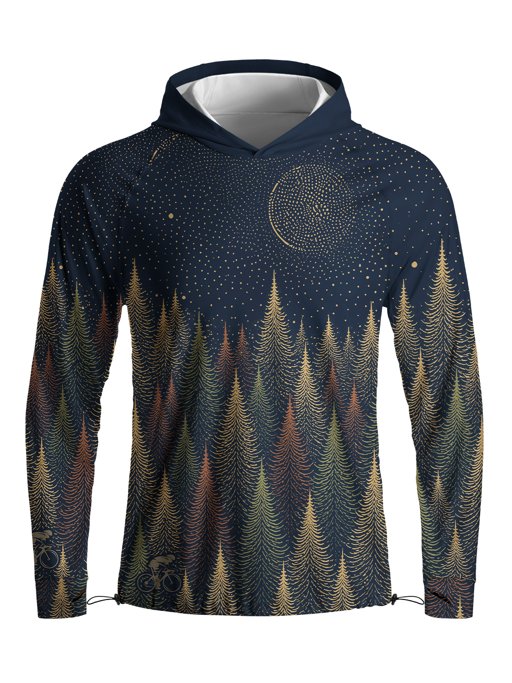 Orionride Gold Night Forest Long Sleeve Cycling Hoodie Shirt