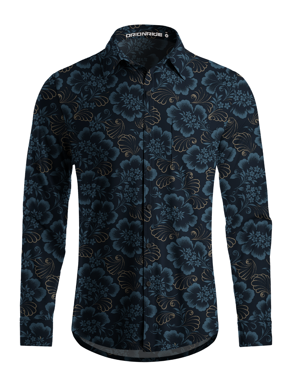 Orionride Floral Cadence Men's Stretchy Breathable Long Sleeve Gravel Shirt