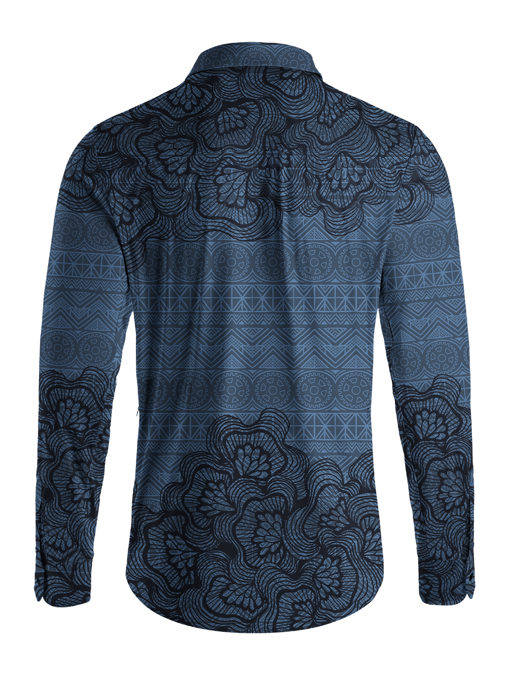 Orionride Floral Shadow Pattern Men's Stretchy Breathable Long Sleeve Gravel Shirt