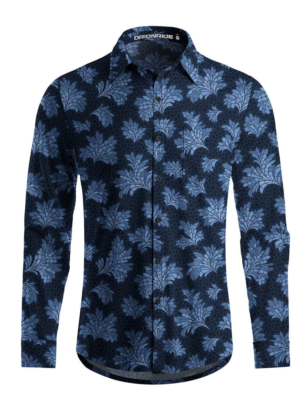 Orionride Botanical Lattice Men's Stretchy Breathable Long Sleeve Gravel Shirt