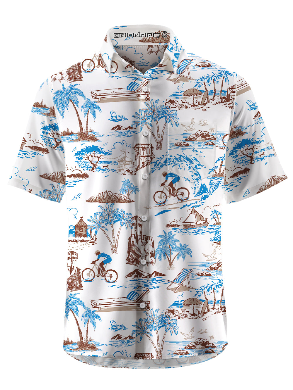 Orionride Summer Beach Zipper Pockets Ultra Lightweight Short Sleeves Gravel Shirt