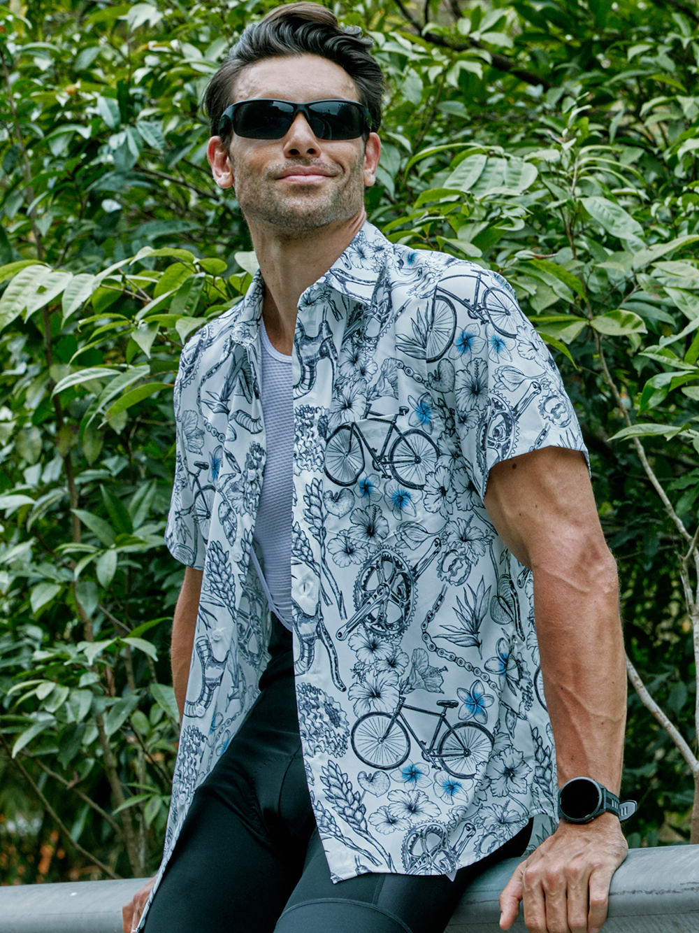 Orionride Short Sleeves Plumeria Cycling Zipper Pockets Ultra Lightweight Gravel Shirt