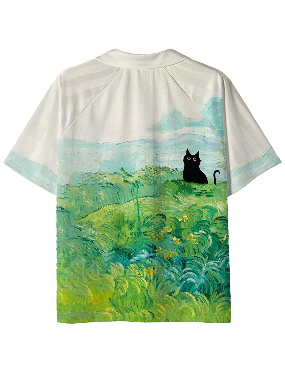 Orionride Oil Painting Black Cat Collar Mesh Jersey