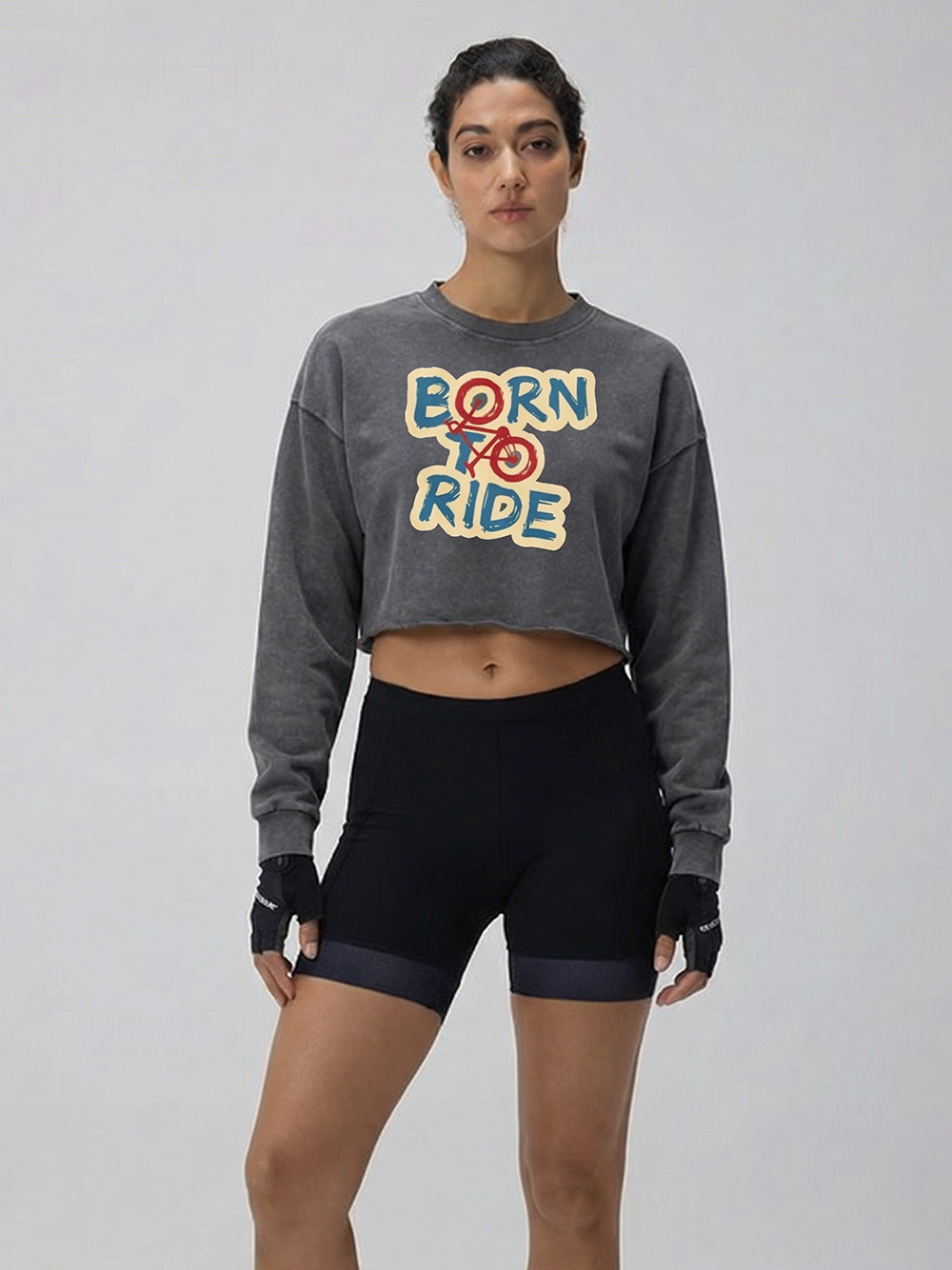 Orionride Funny Slogan Women's Washed Crop Sweatshirt