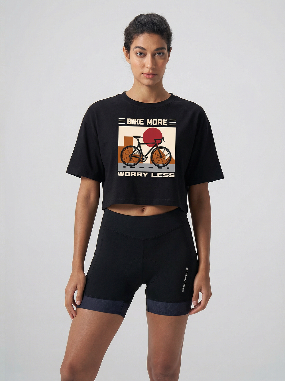 Orionride Bike More Worry Less Women's Oversize Cycling Crop Tops