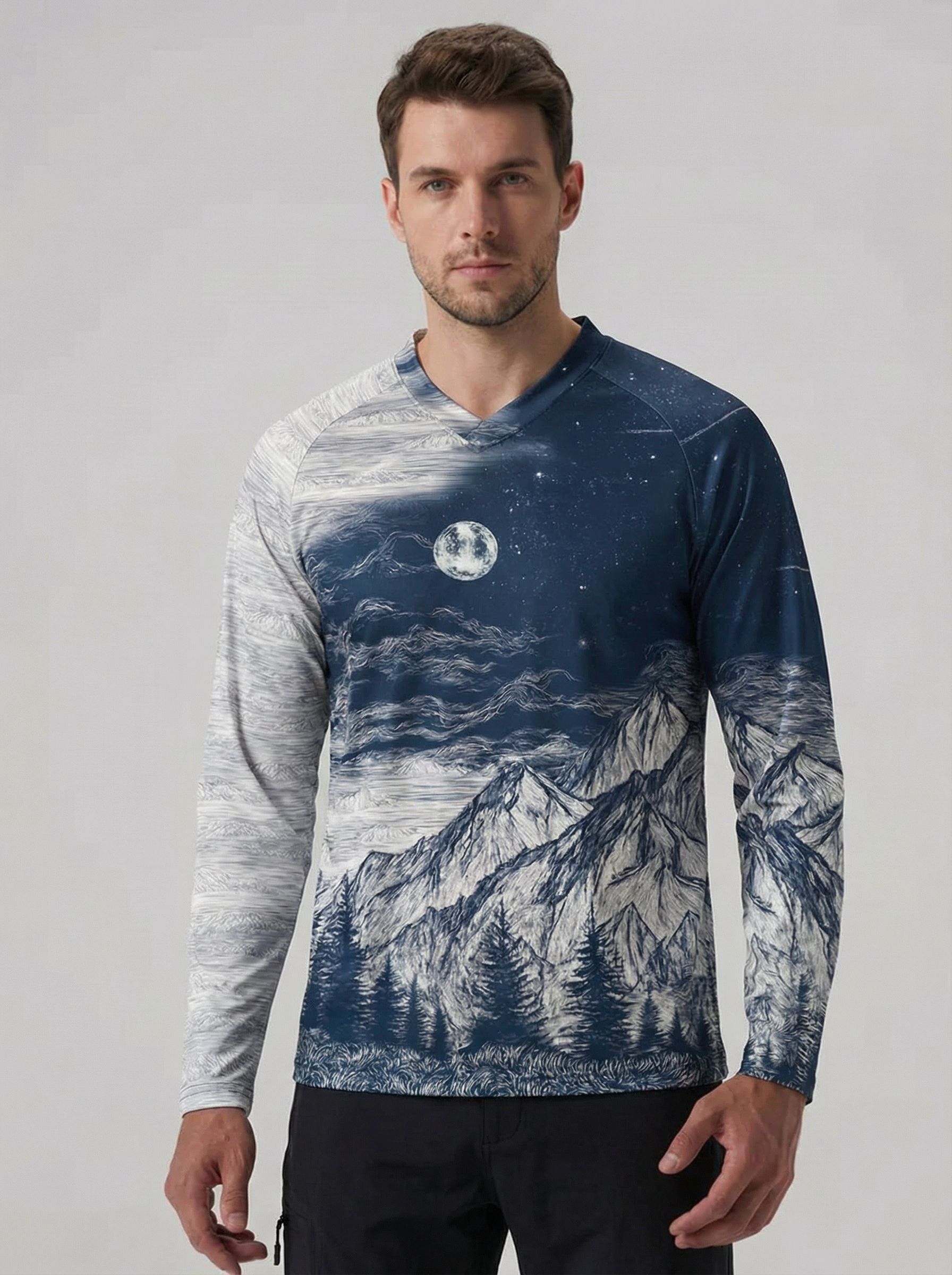 Orionride Mountains At Night Long Sleeve Downhill Jersey