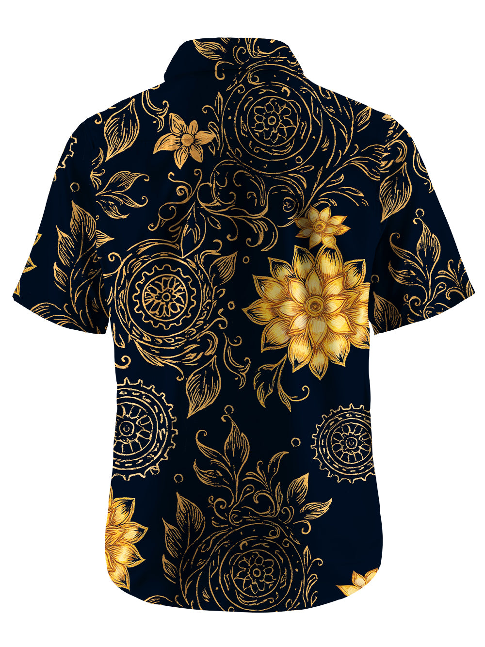 Orionride Golden Flowers Zipper Pockets Ultra Lightweight Short Sleeves Gravel Shirt