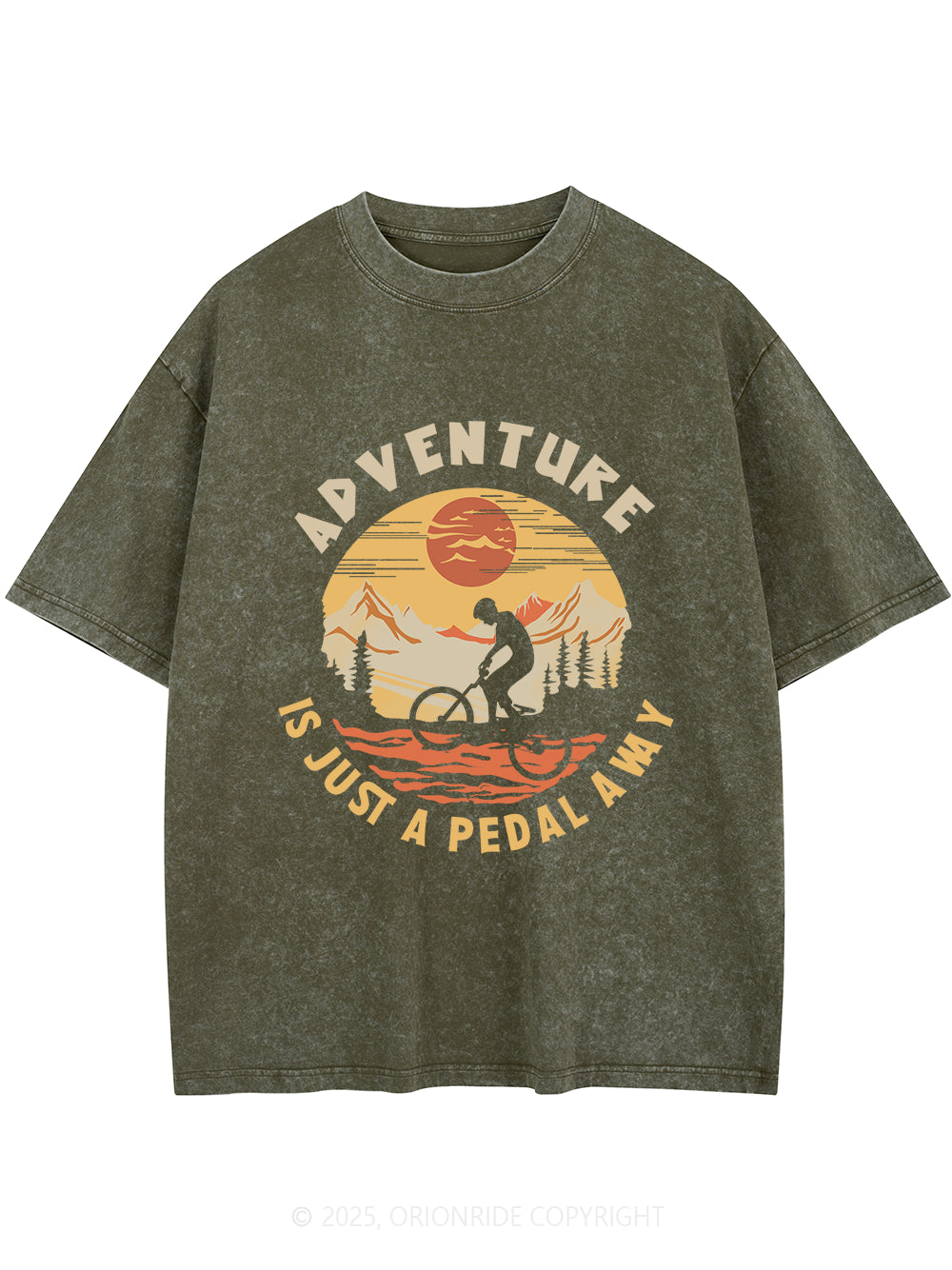 Orionride Sunset Ride Short Sleeves Bike Washed T-Shirt